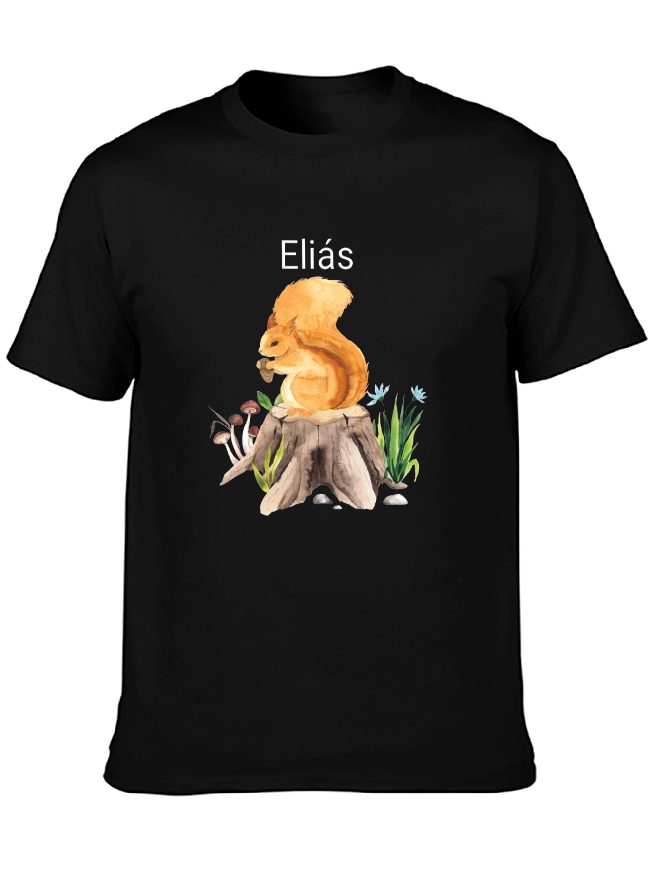 Squirrel on Stump T-Shirt - Personalized Name Gift