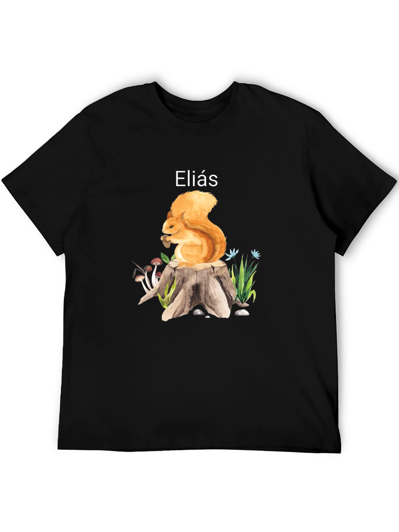 Squirrel on Stump T-Shirt - Personalized Name Gift