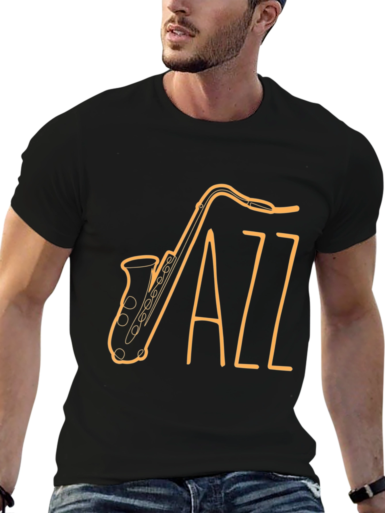 Black Jazz Saxophone Graphic Tee