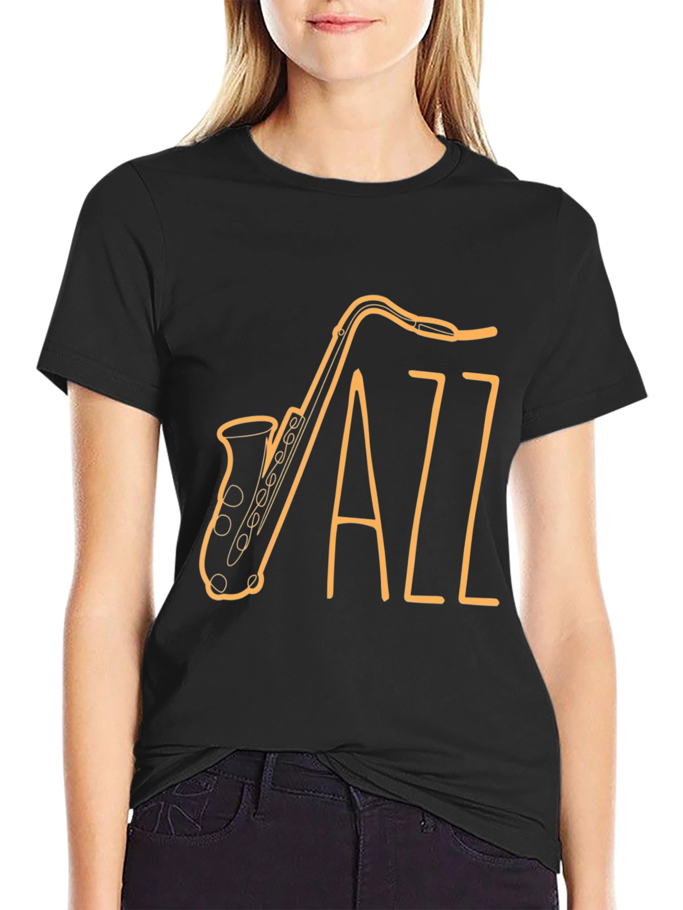 Black Jazz Saxophone Graphic Tee