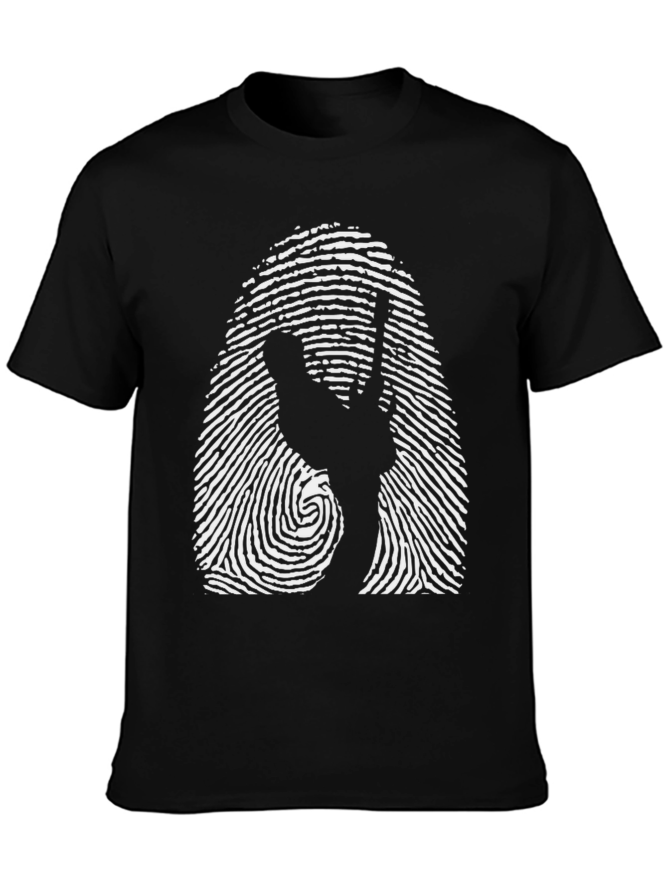 Peace Sign Fingerprint Black T-Shirt
