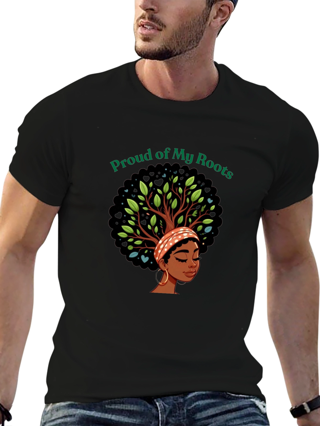 Proud of My Roots Graphic Tee - Black