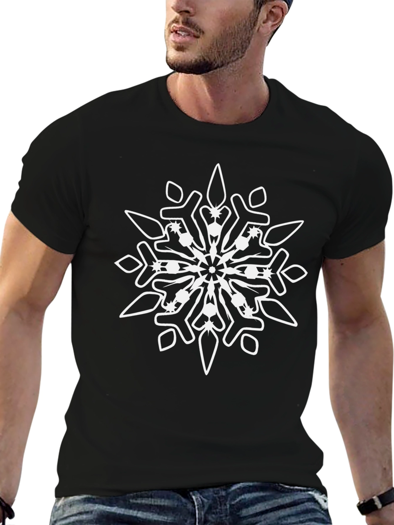 Snowflake Graphic Tee - Black Cotton Blend