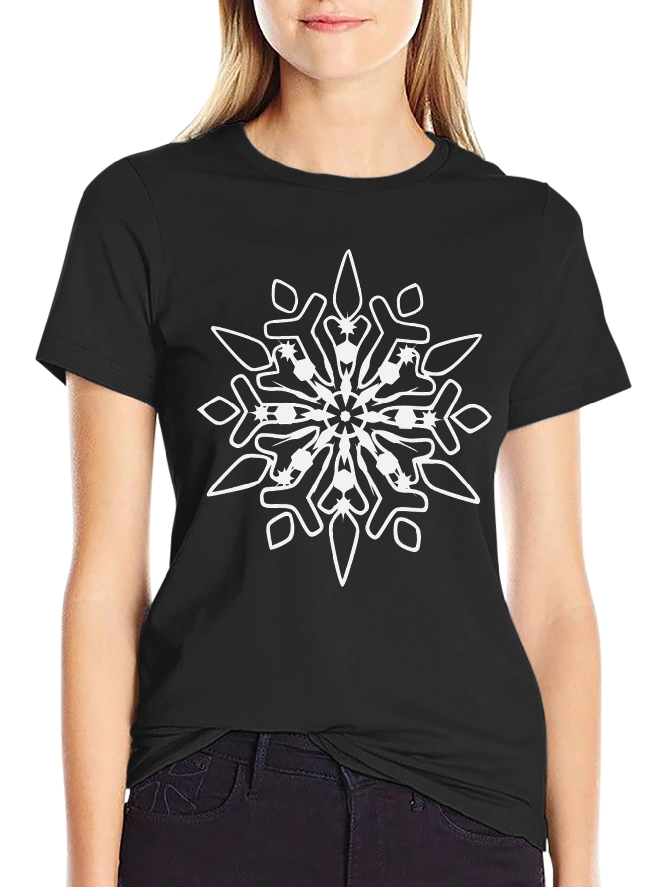 Snowflake Graphic Tee - Black Cotton Blend
