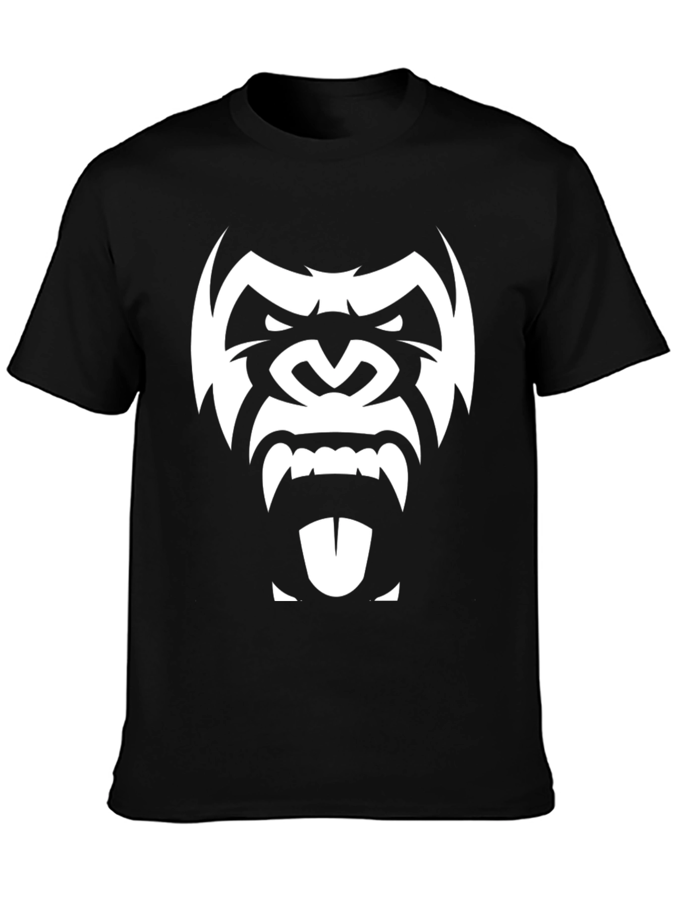Mens Black T-Shirt with White Gorilla Graphic