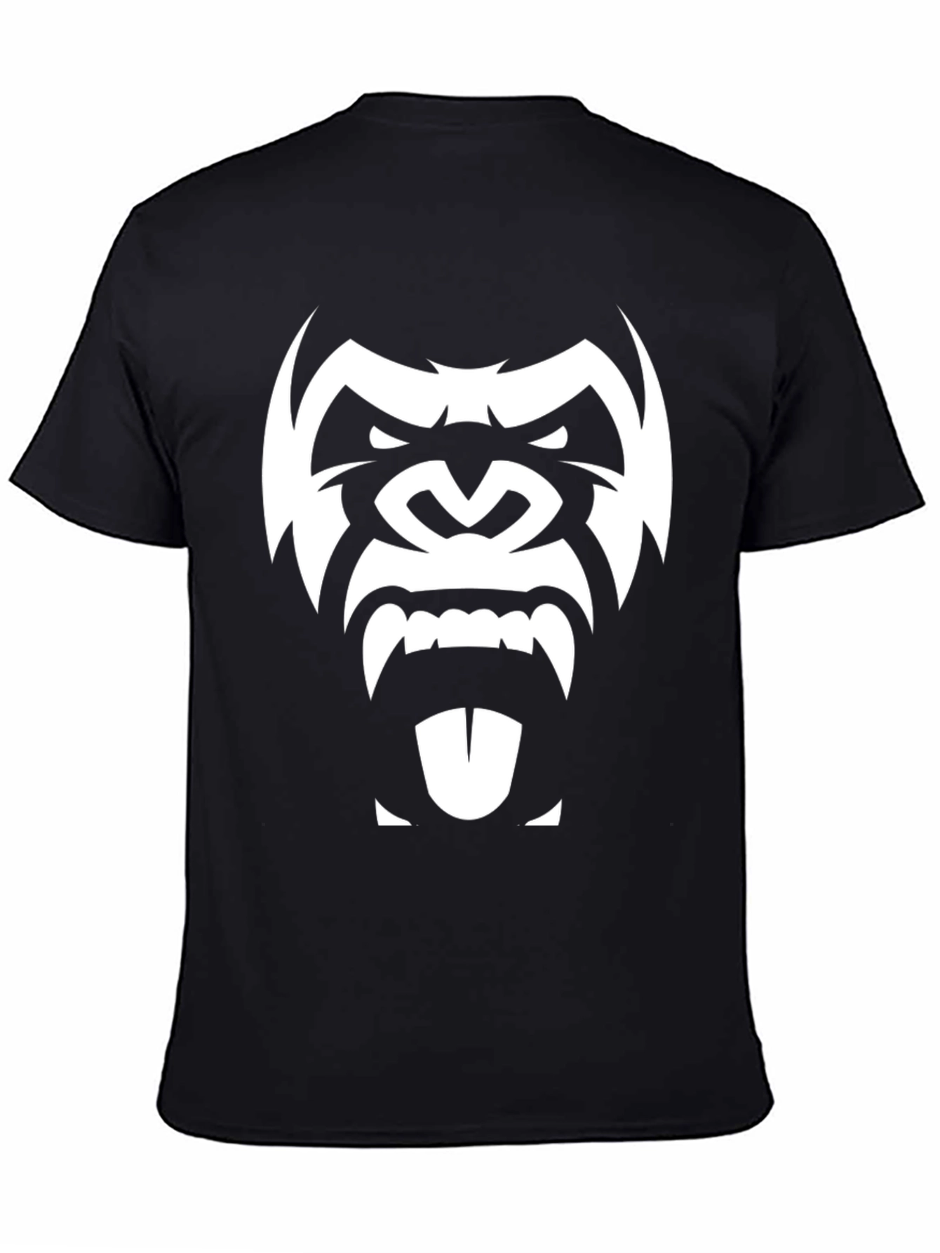 Mens Black T-Shirt with White Gorilla Graphic