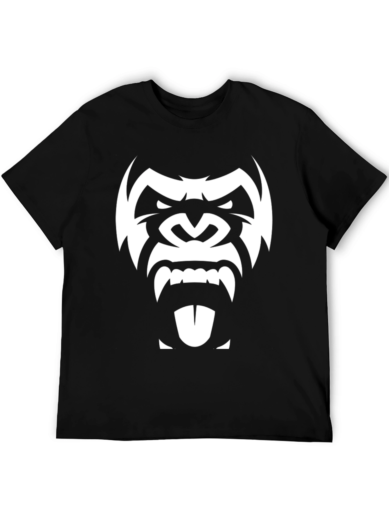 Mens Black T-Shirt with White Gorilla Graphic