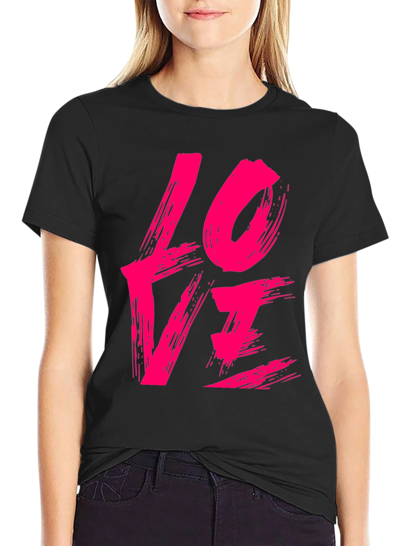 Brush Stroke Love T-Shirt - Stylish Graphic Tee