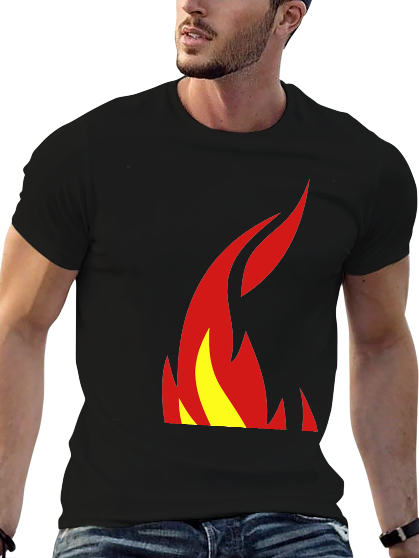 Flame Graphic Tee - Stylish Black T-Shirt