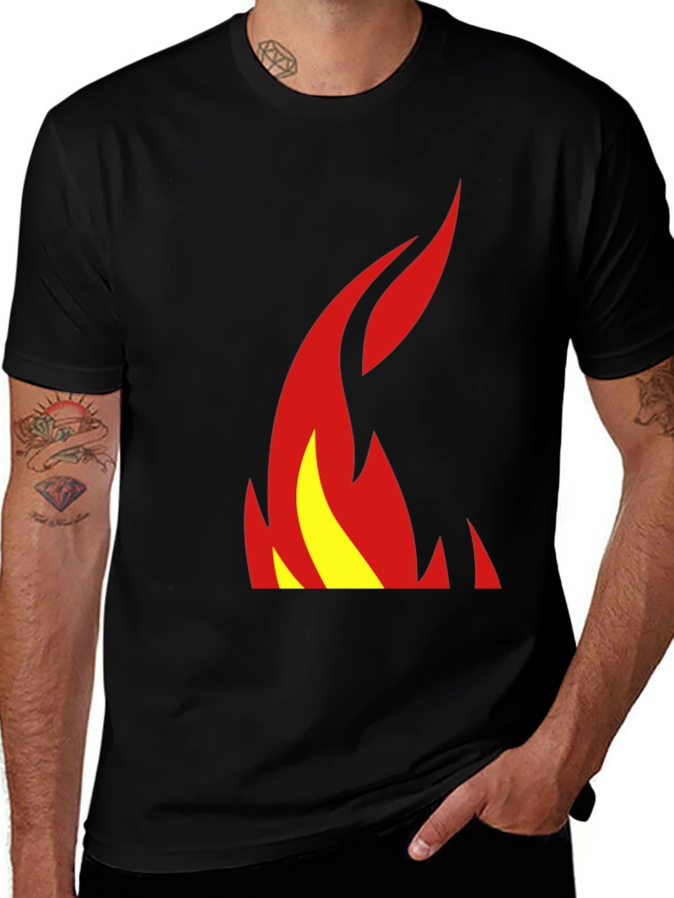Flame Graphic Tee - Stylish Black T-Shirt