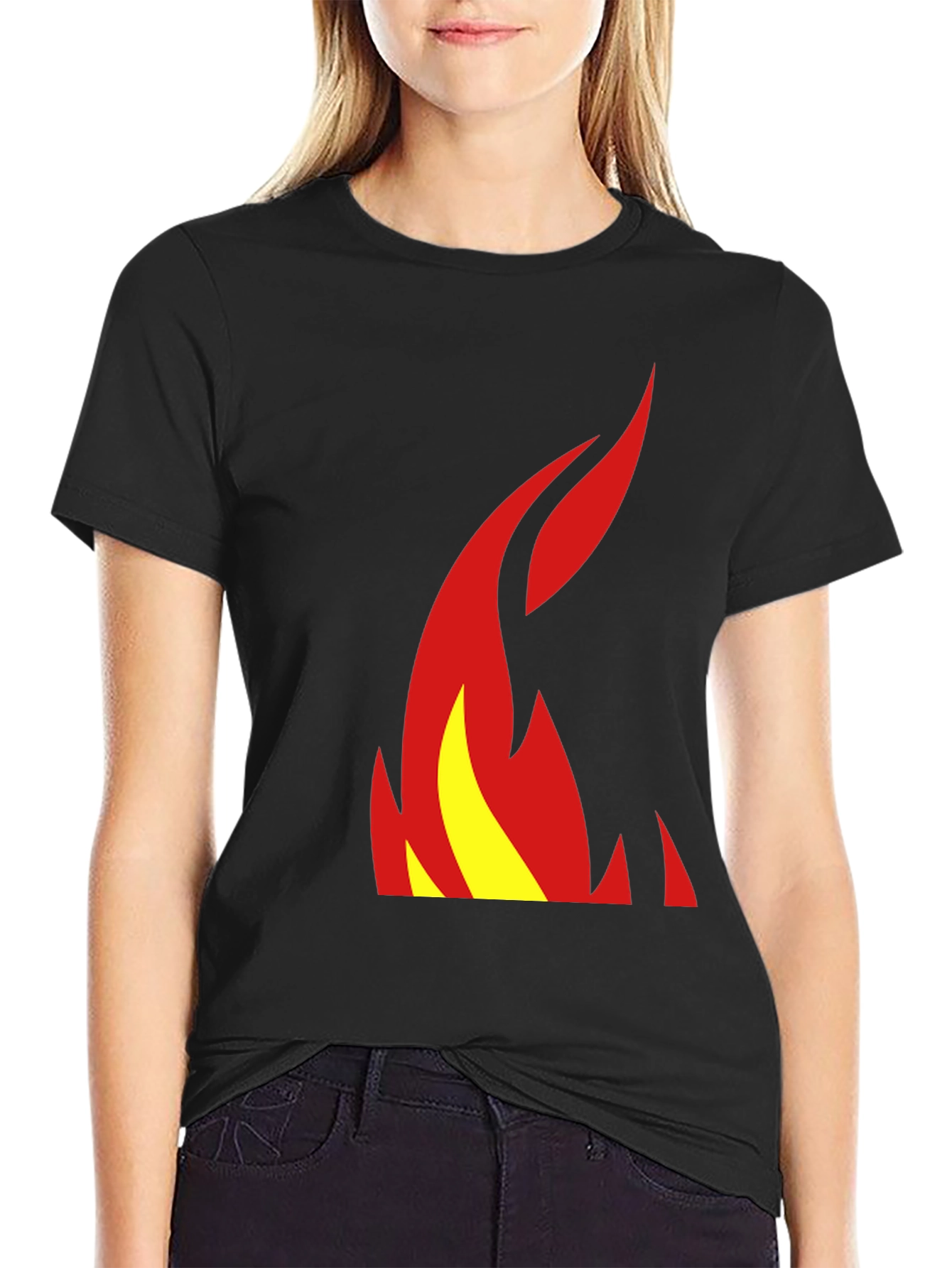 Flame Graphic Tee - Stylish Black T-Shirt