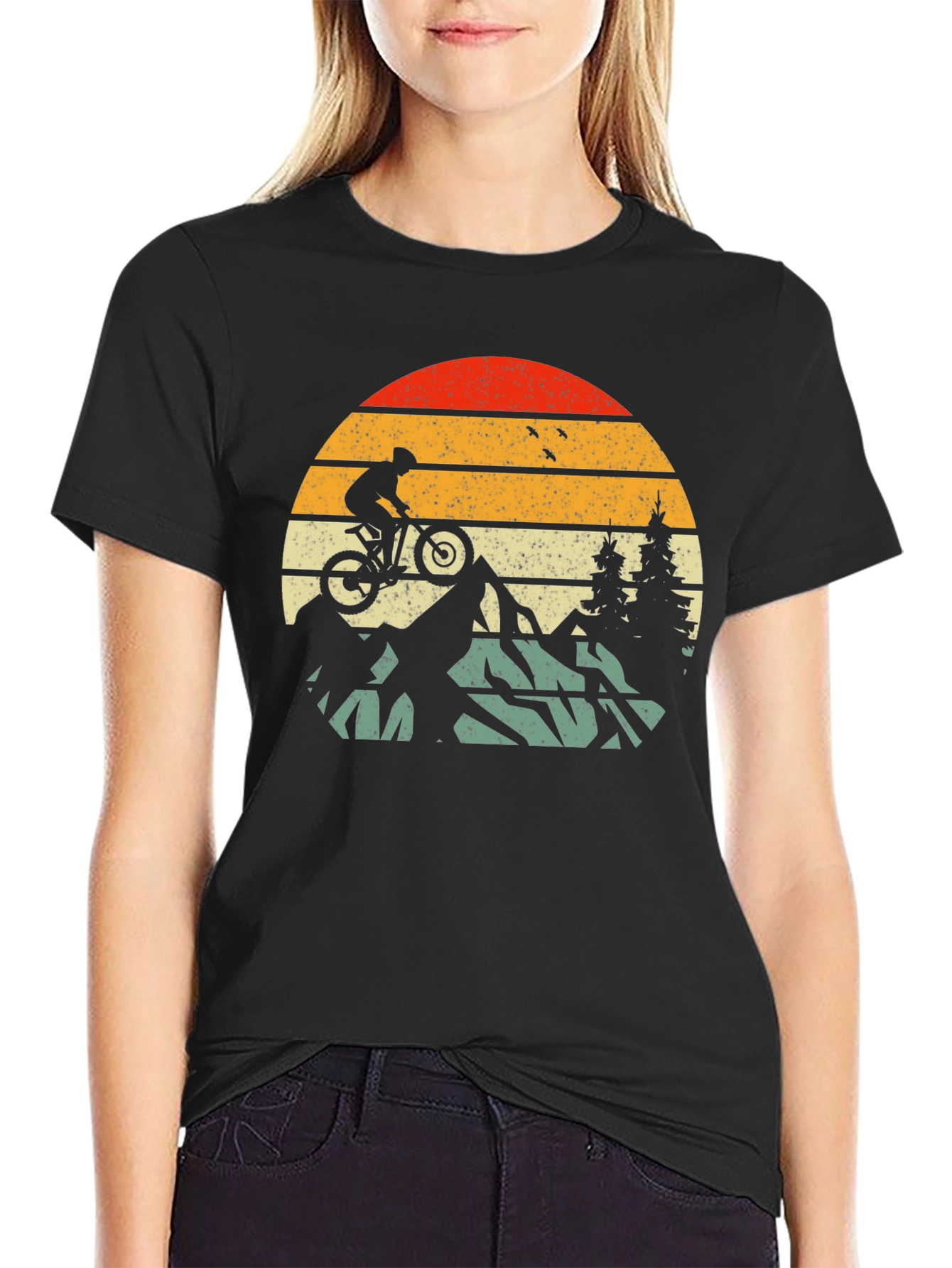 Mountain Biker Retro Sunset T-Shirt