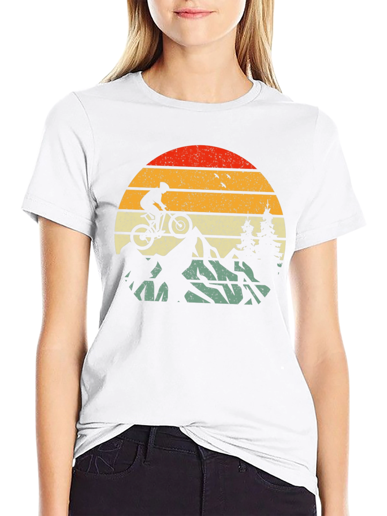 Mountain Biker Retro Sunset T-Shirt