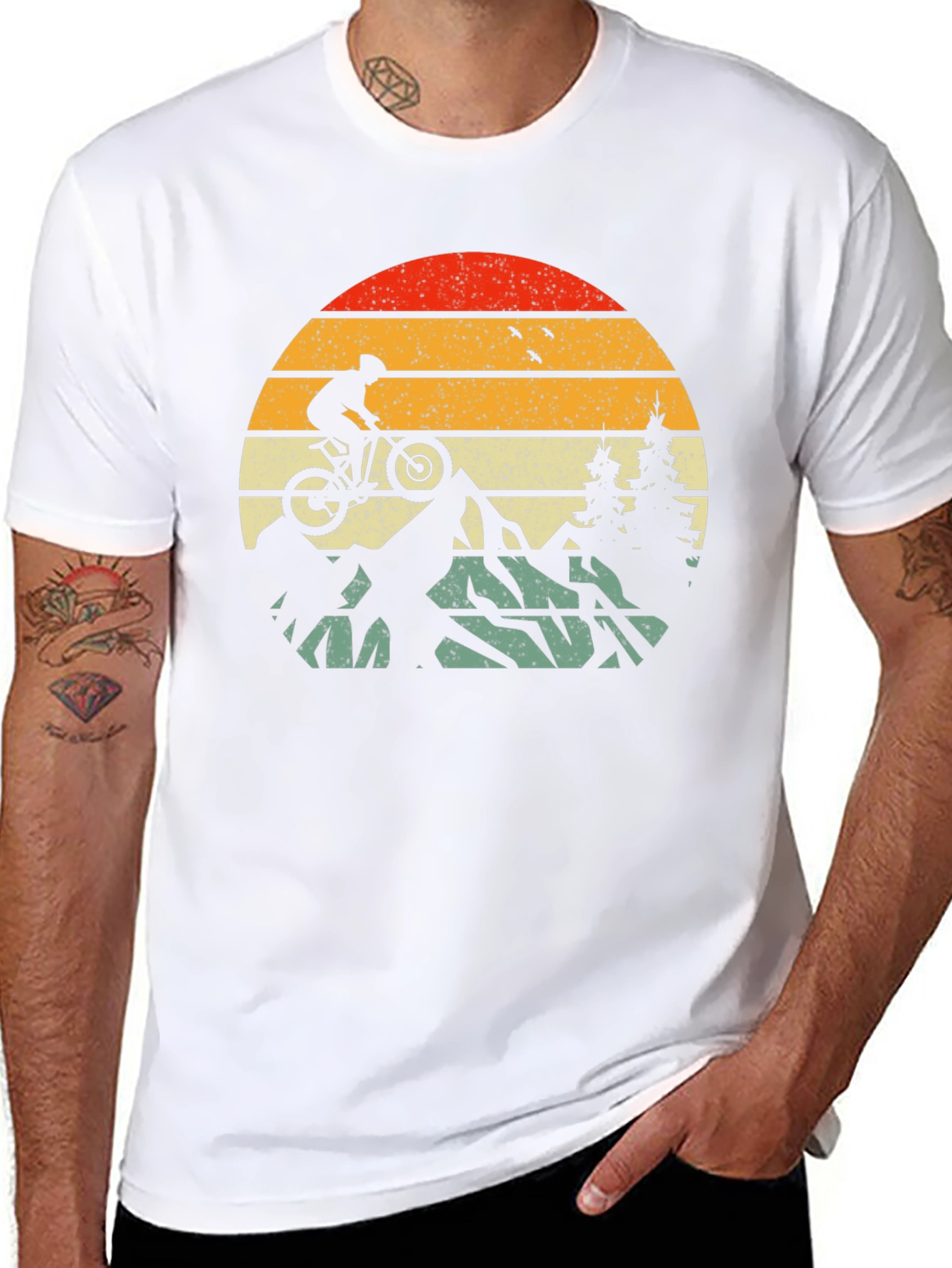 Mountain Biker Retro Sunset T-Shirt