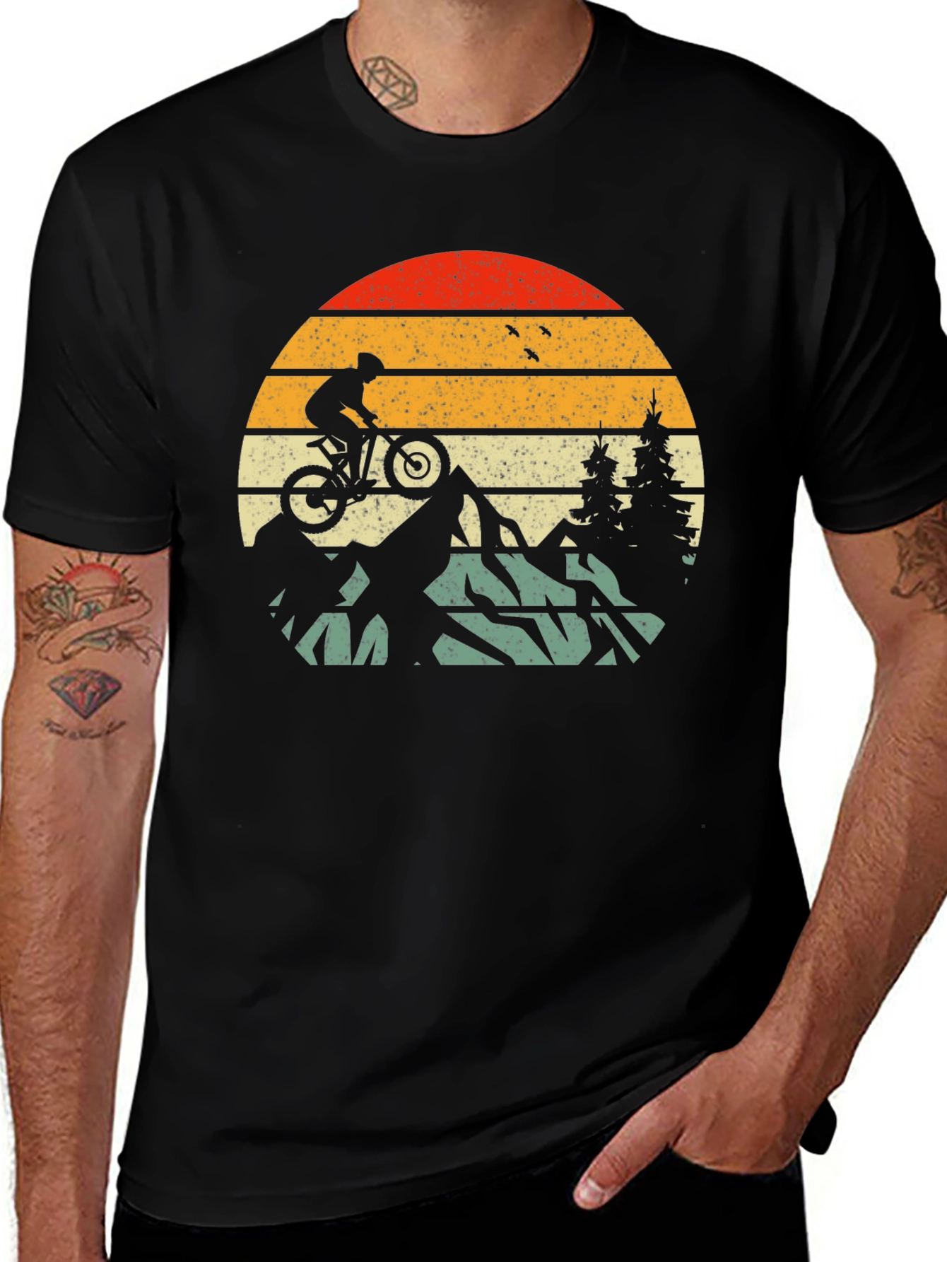 Mountain Biker Retro Sunset T-Shirt