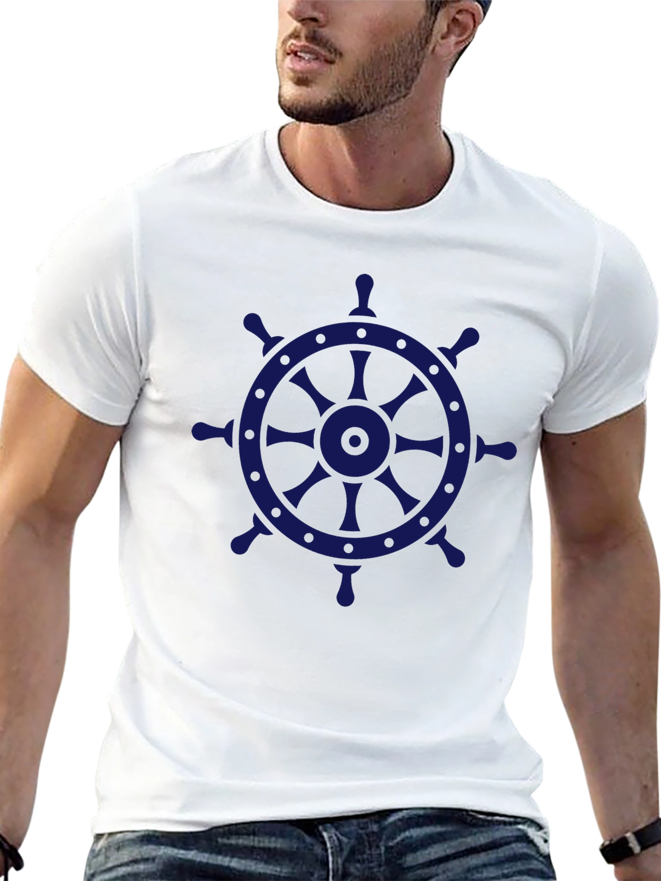 Nautical Wheel Graphic Tee - Black