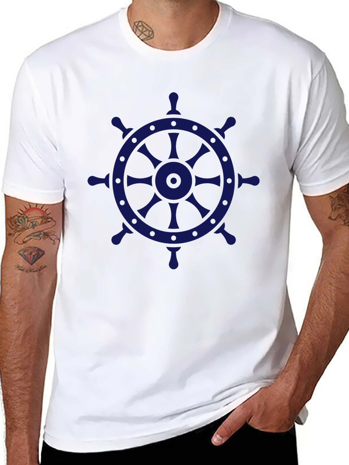 Nautical Wheel Graphic Tee - Black