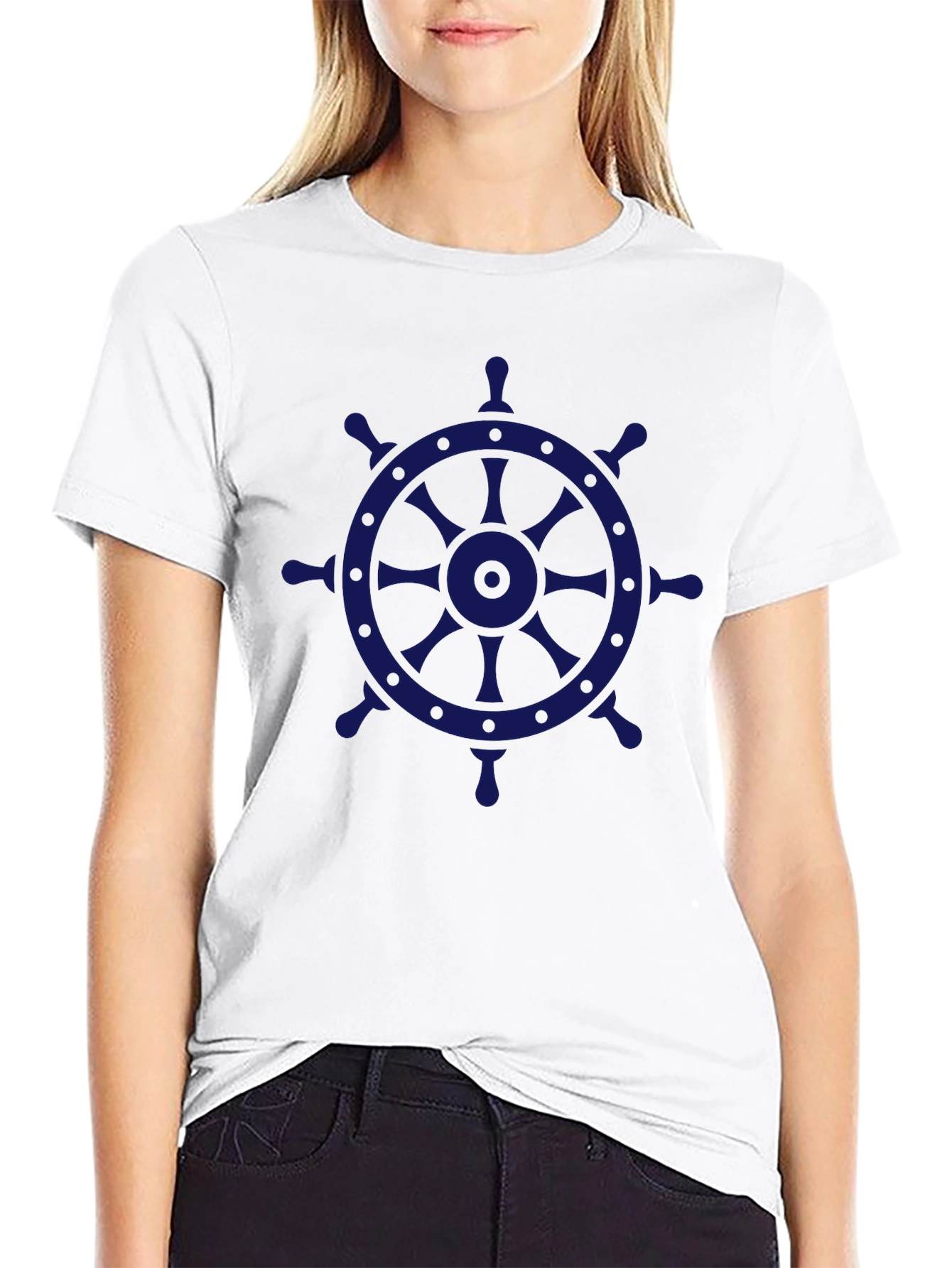 Nautical Wheel Graphic Tee - Black