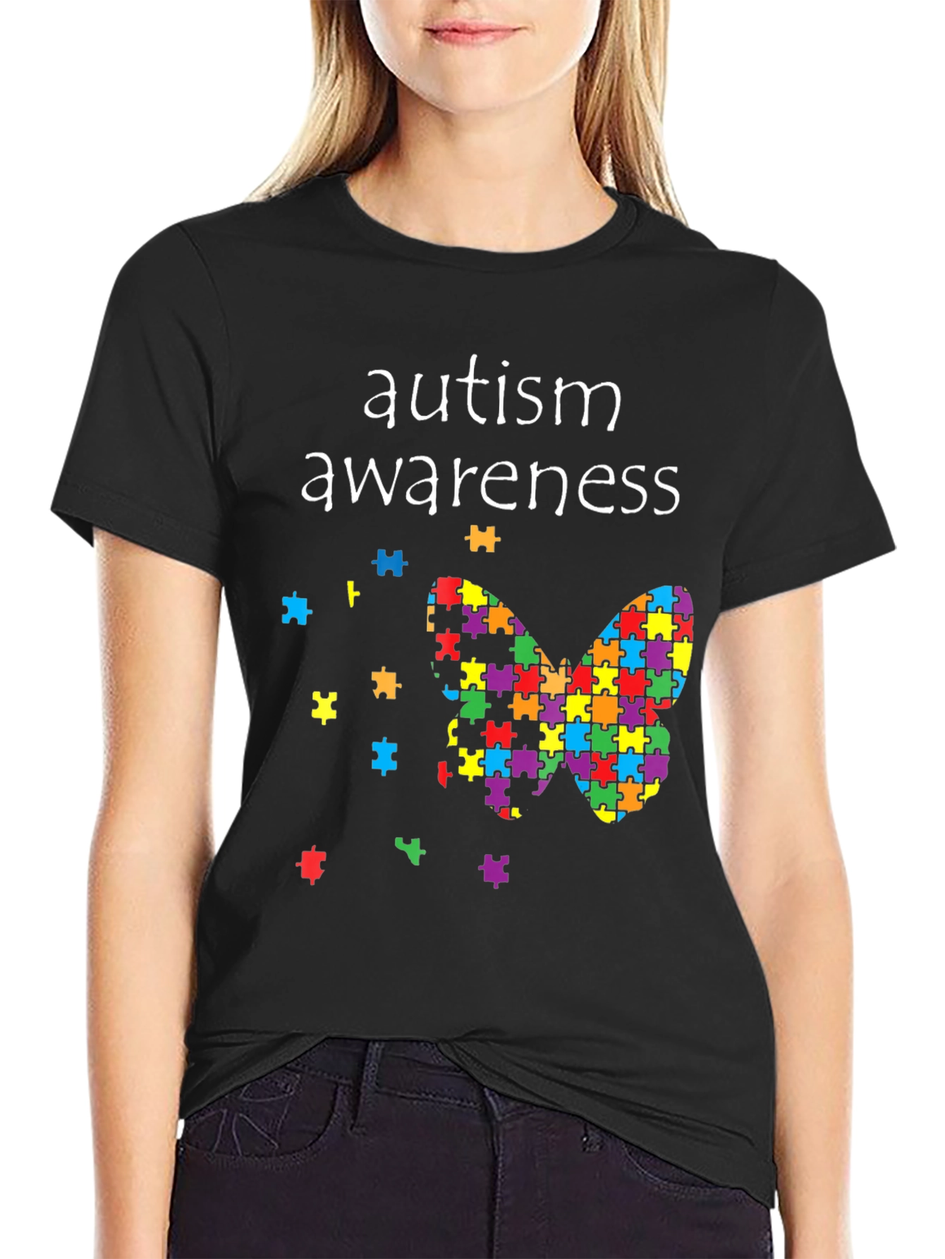 Autism Awareness Butterfly Puzzle Piece T-Shirt
