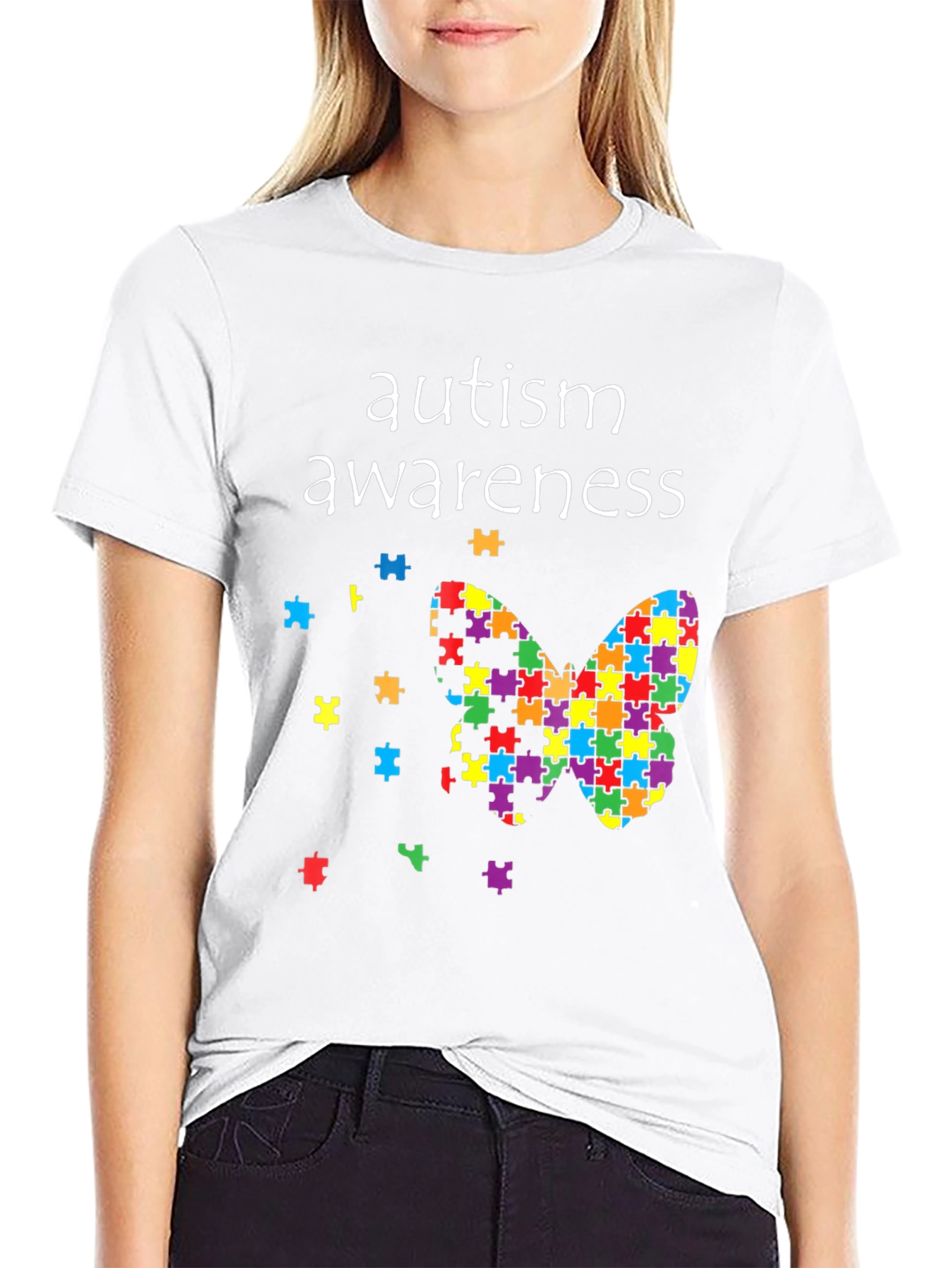 Autism Awareness Butterfly Puzzle Piece T-Shirt