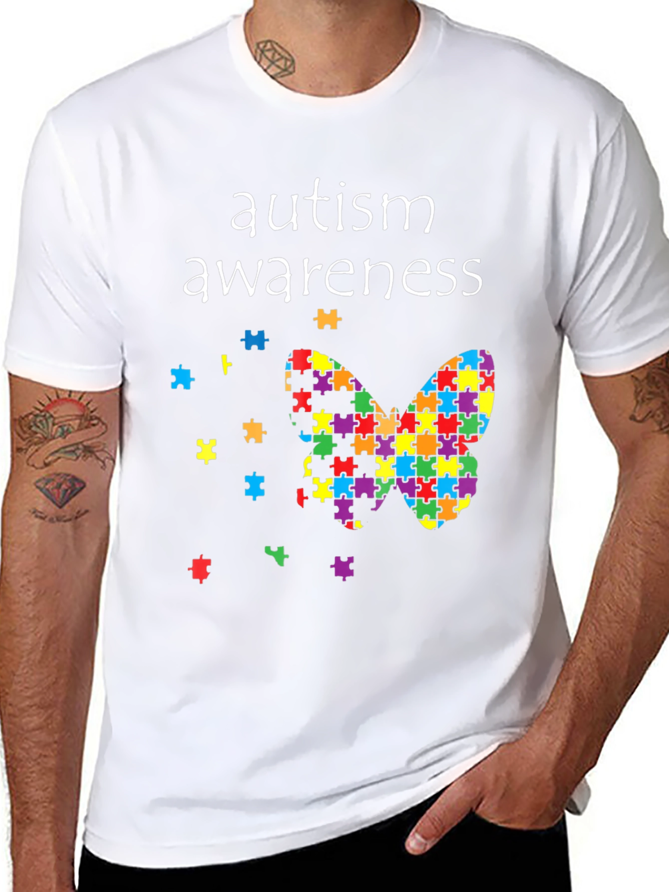 Autism Awareness Butterfly Puzzle Piece T-Shirt