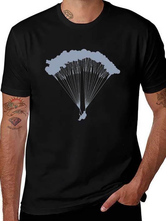 Parachute Graphic Tee - Black Cotton T-Shirt