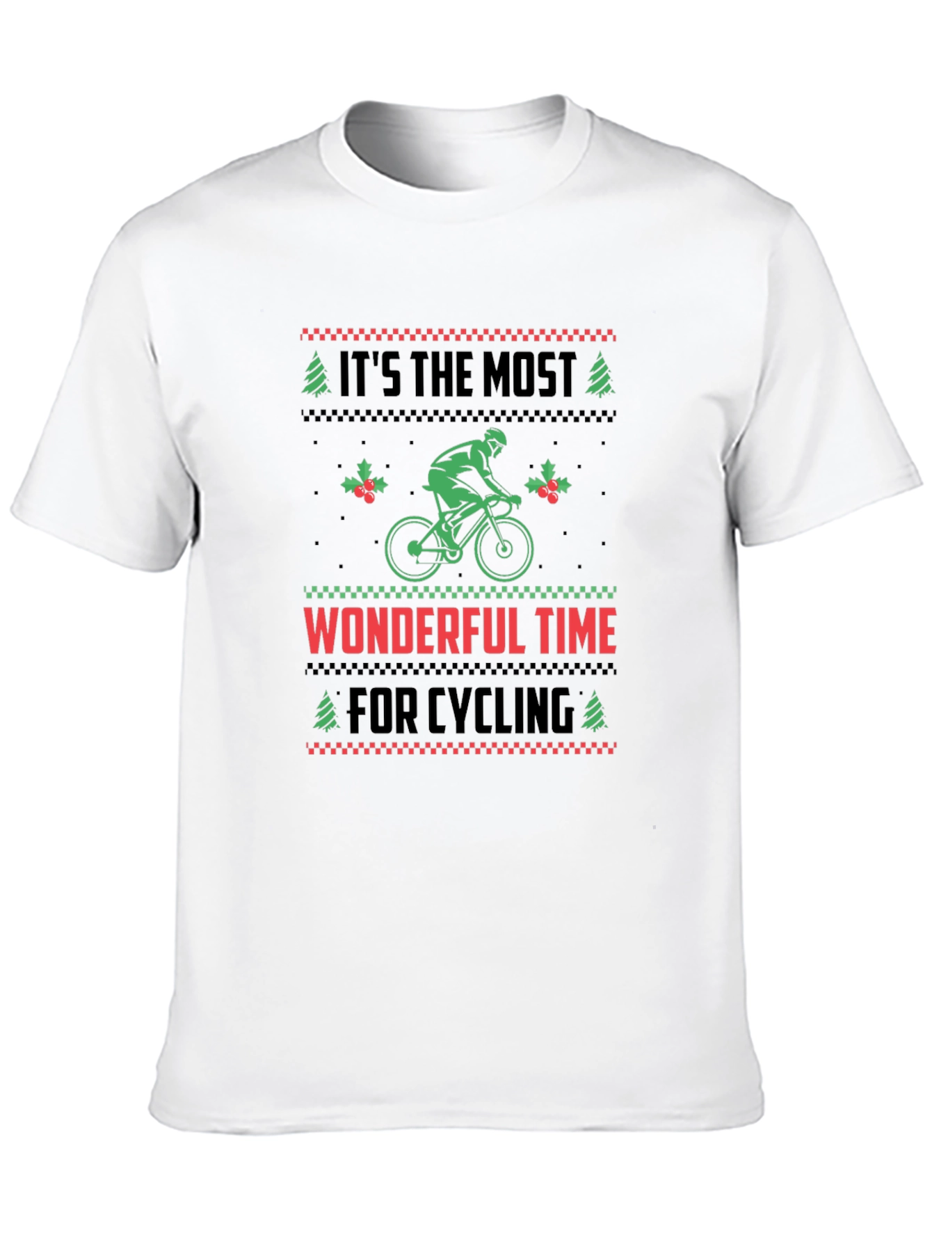 Cycling Christmas T-Shirt - Holiday Ugly Sweater Style