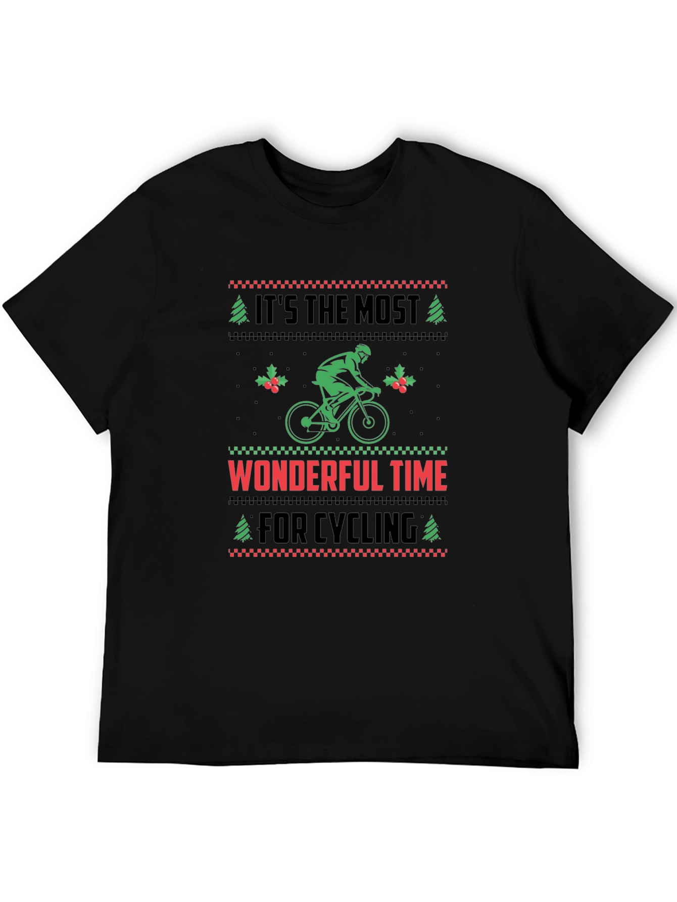 Cycling Christmas T-Shirt - Holiday Ugly Sweater Style
