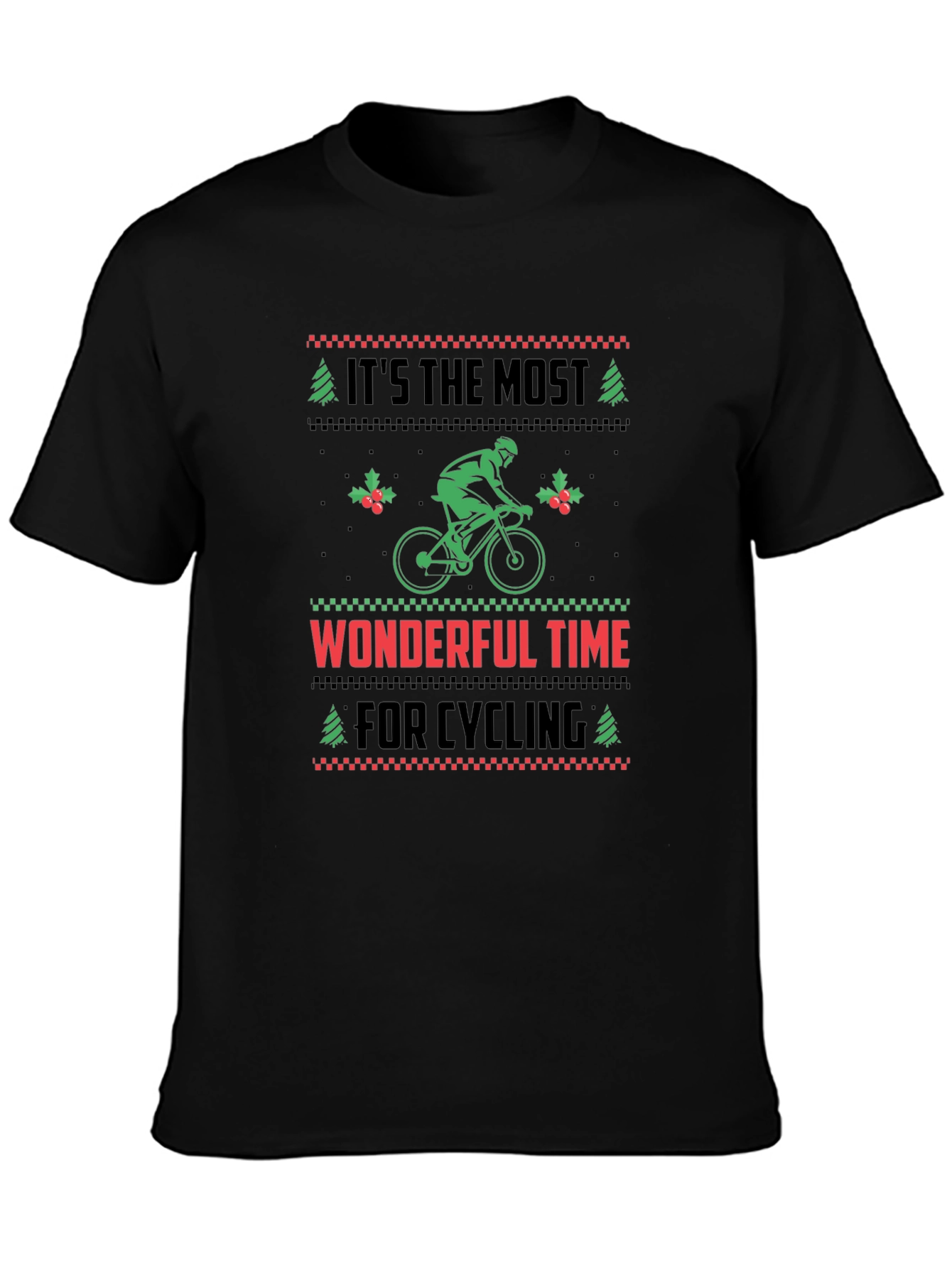 Cycling Christmas T-Shirt - Holiday Ugly Sweater Style