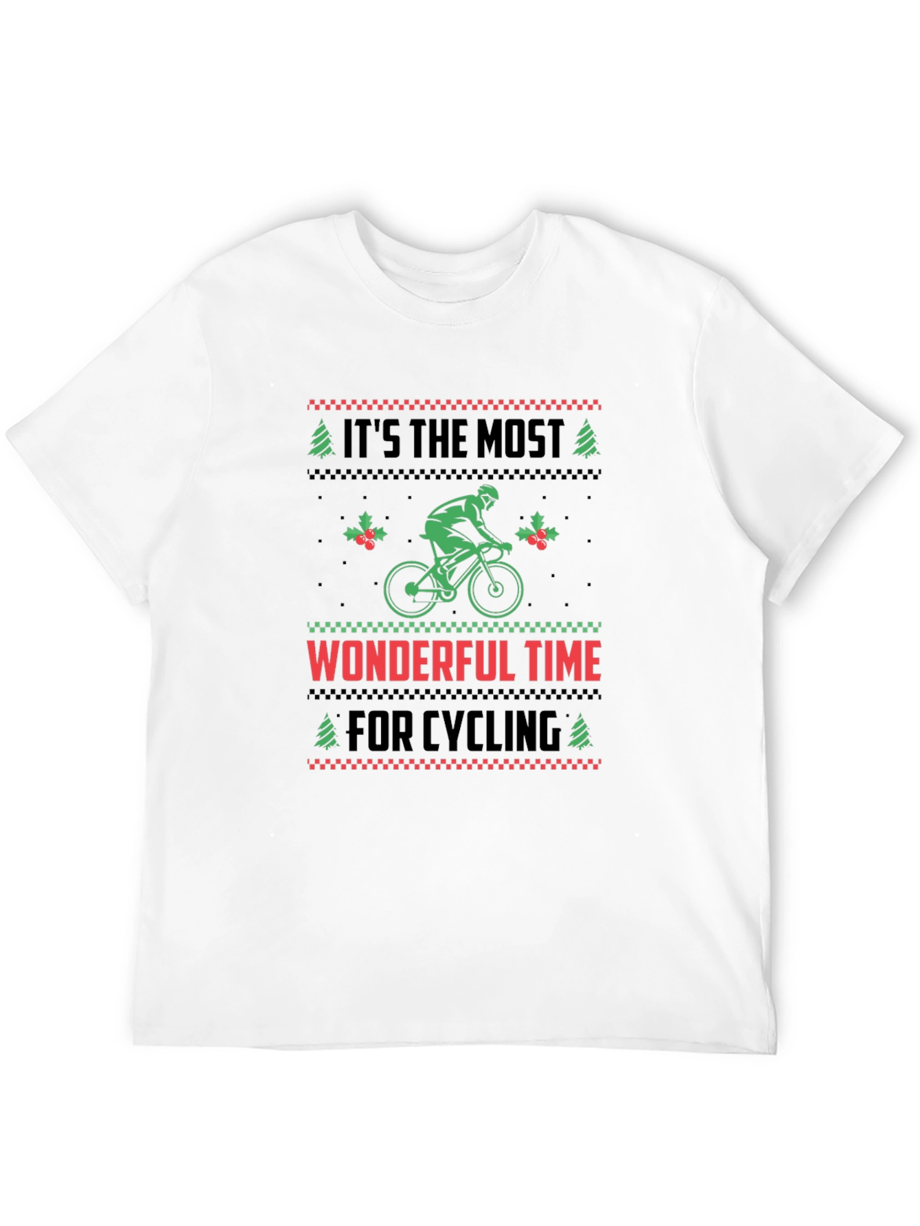 Cycling Christmas T-Shirt - Holiday Ugly Sweater Style
