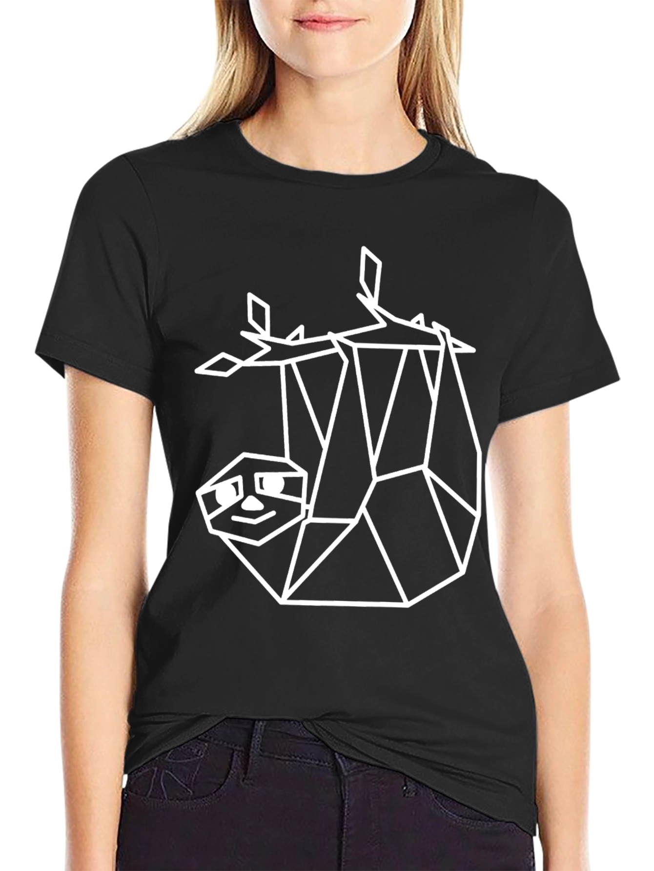 Geometric Sloth Tee - Minimalist Design