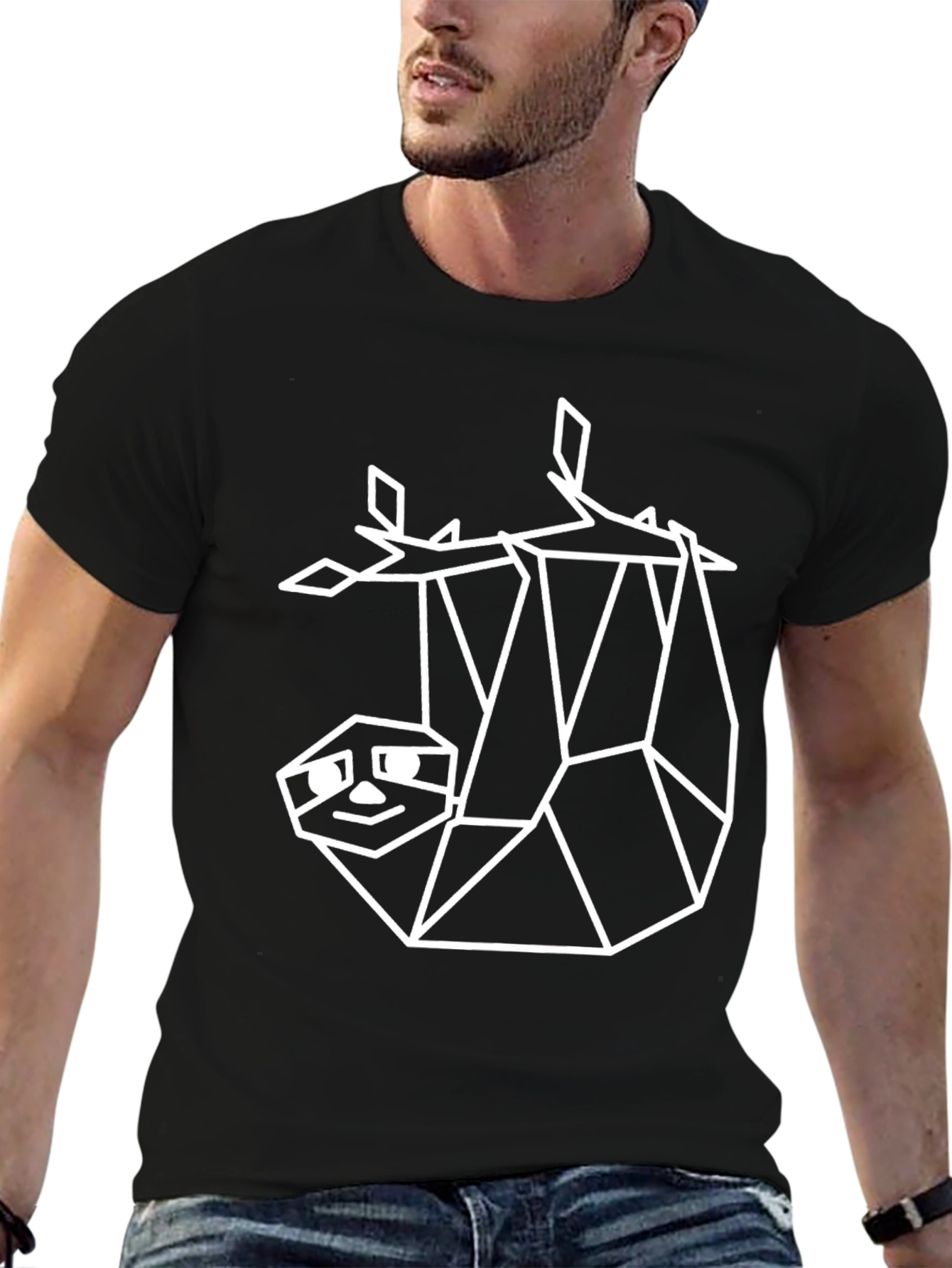 Geometric Sloth Tee - Minimalist Design