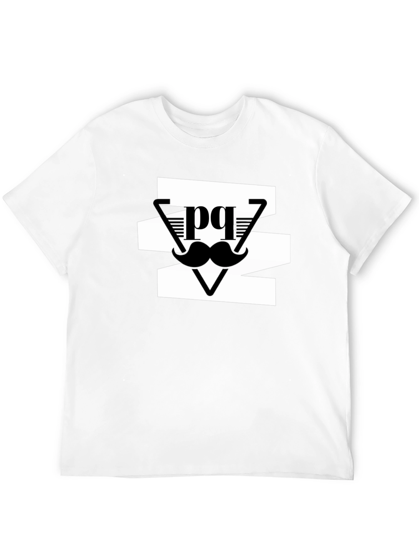 Stylish Mens Black Graphic Tee - Mustache Design