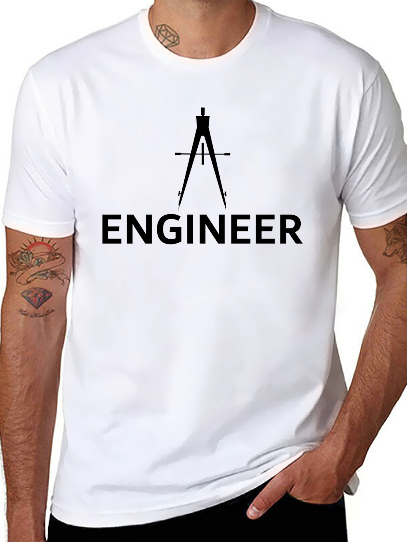 Engineer Compass Black T-Shirt - Technical Design Tee