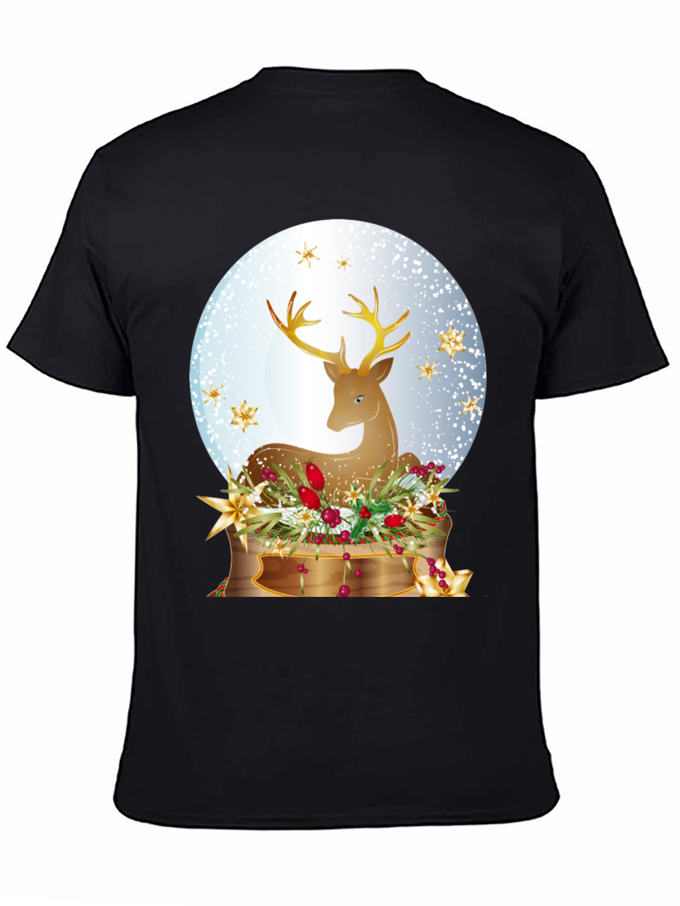 Festive Deer Graphic T-Shirt - Holiday Season Apparel