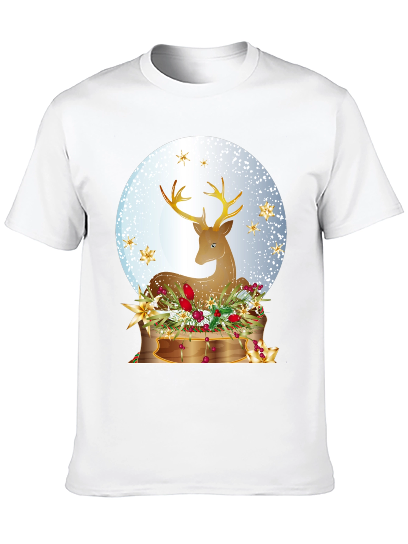 Festive Deer Graphic T-Shirt - Holiday Season Apparel