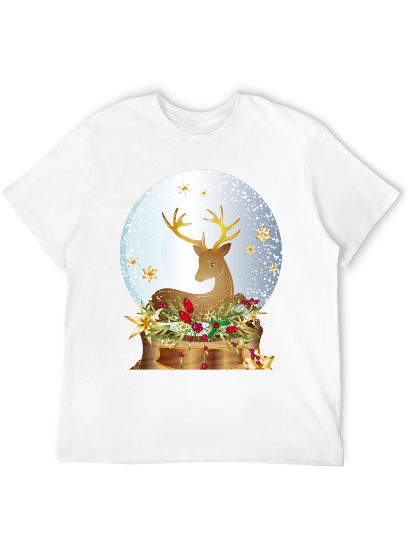 Festive Deer Graphic T-Shirt - Holiday Season Apparel