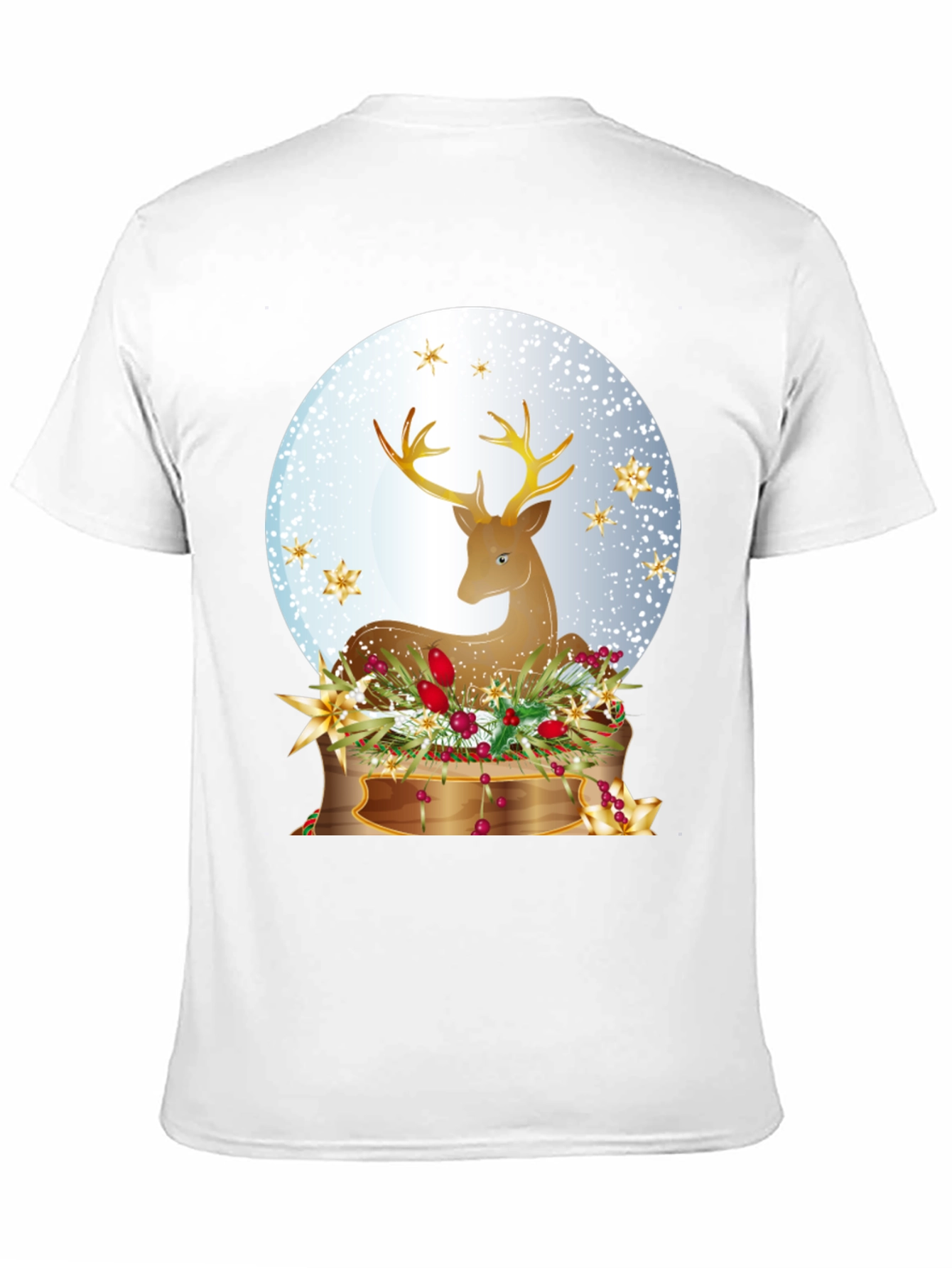 Festive Deer Graphic T-Shirt - Holiday Season Apparel