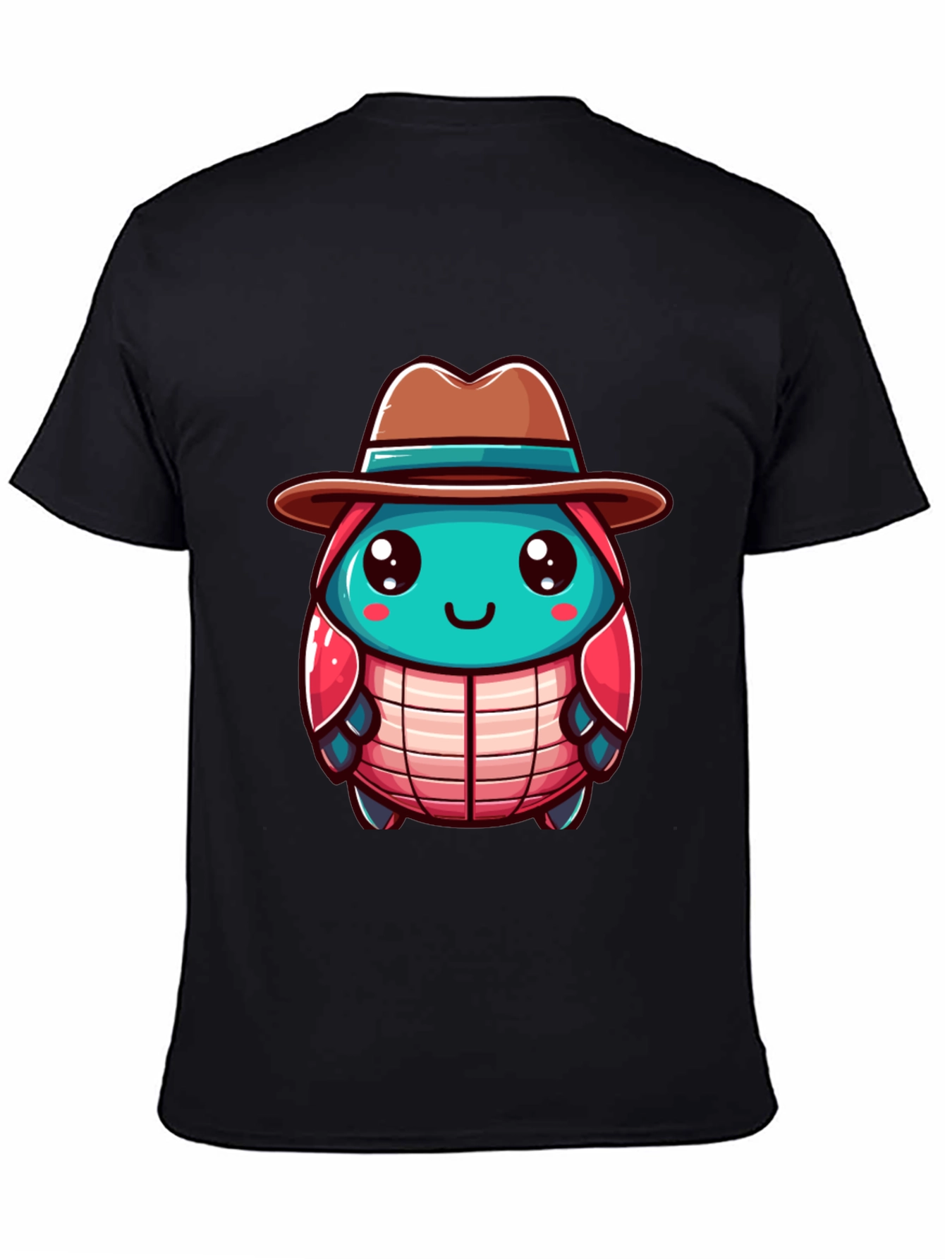 Cartoon Character on Black T-Shirt