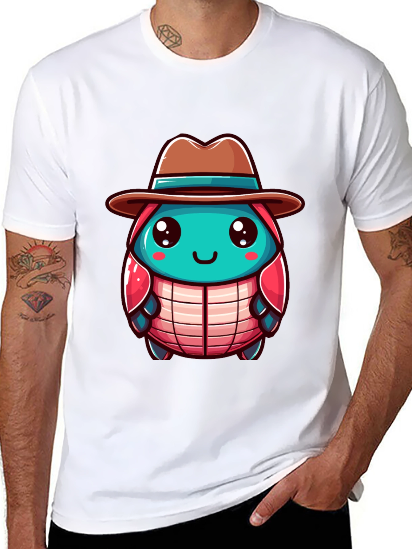Cartoon Character on Black T-Shirt