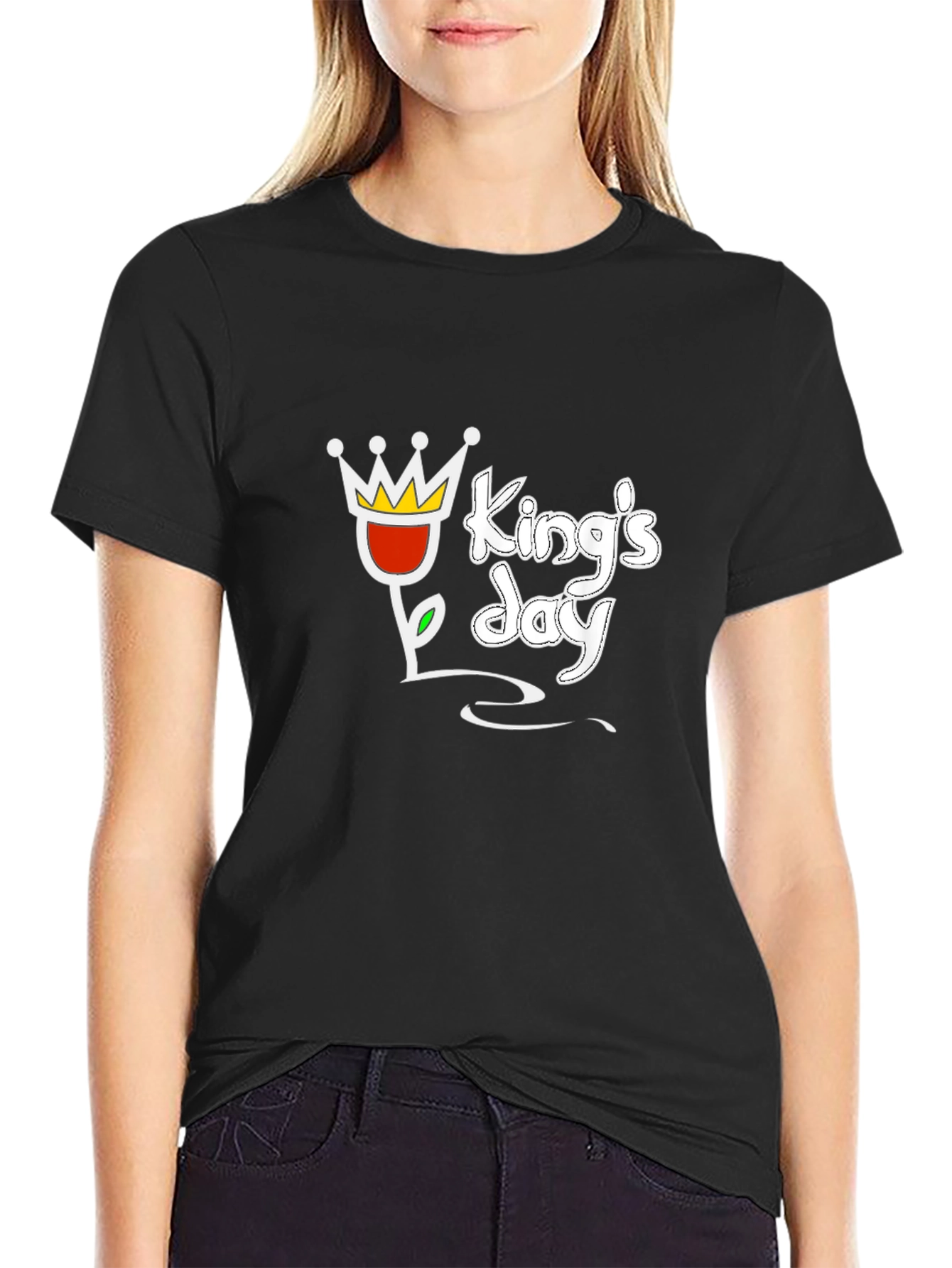 Kings Day Black T-Shirt with Crown Graphic