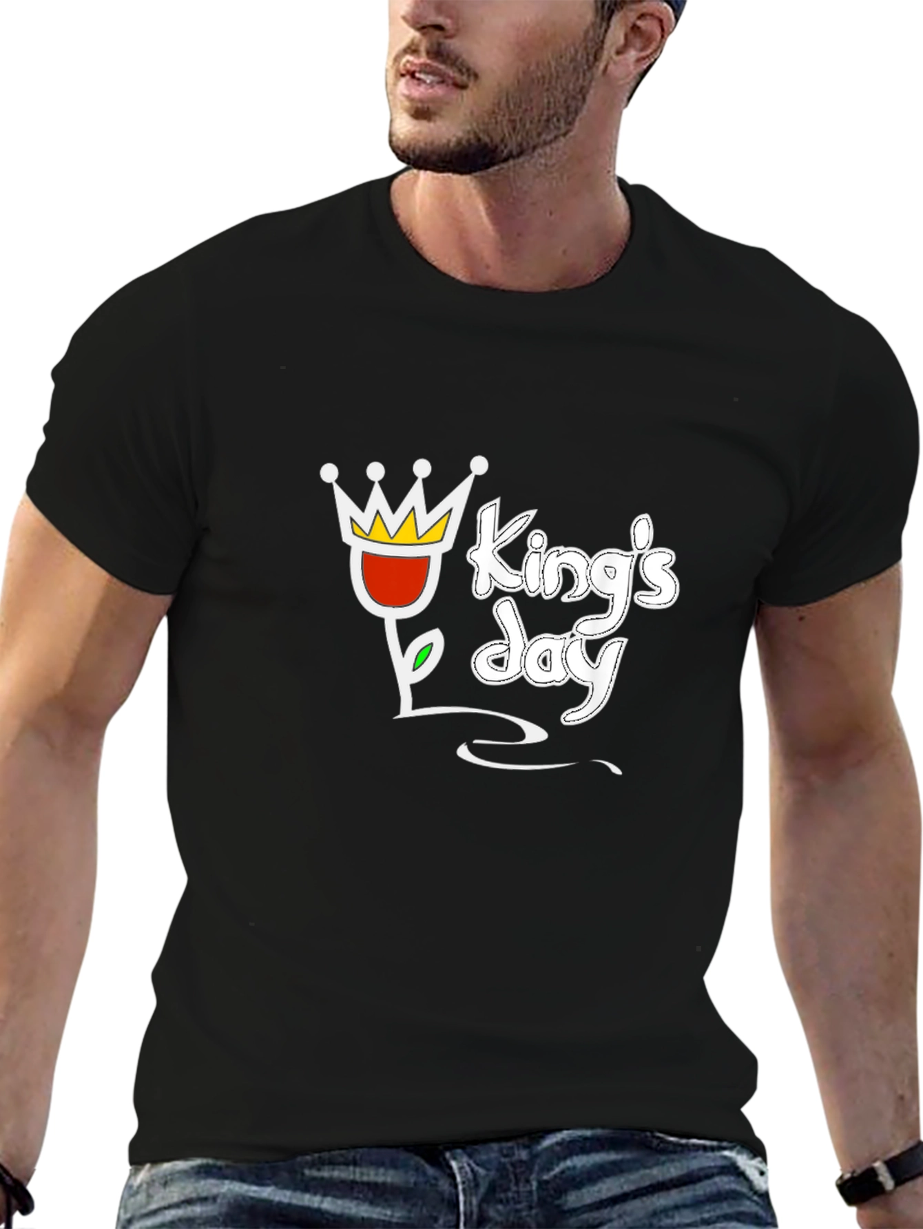 Kings Day Black T-Shirt with Crown Graphic