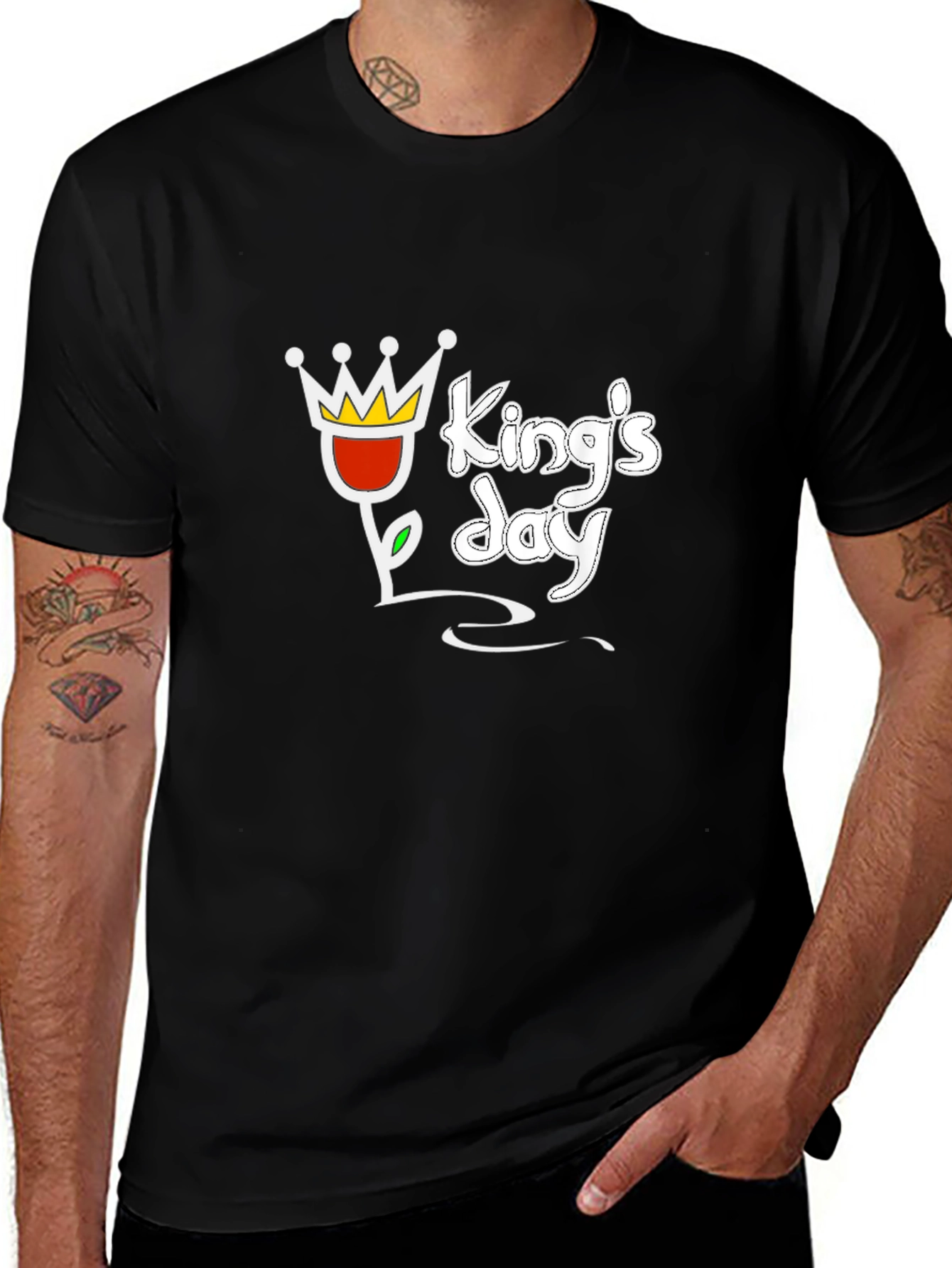 Kings Day Black T-Shirt with Crown Graphic