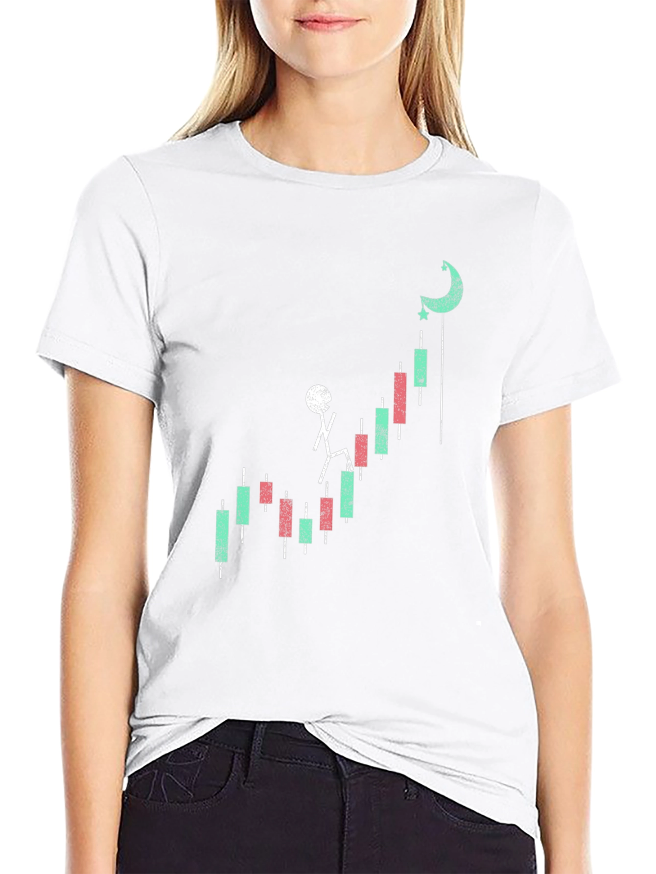 Stock Climb T-Shirt - Black Cotton Blend Graphic Tee