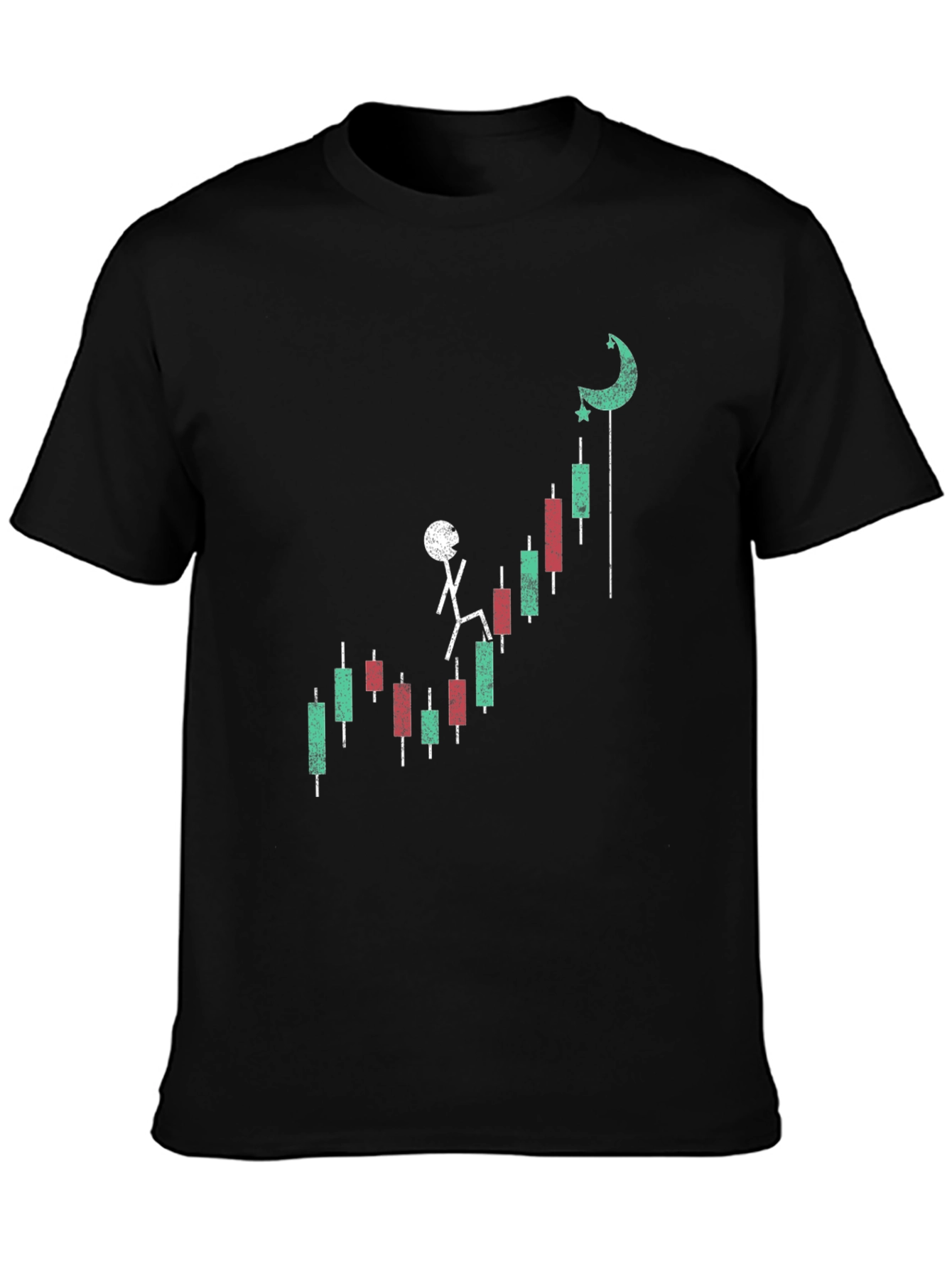 Stock Climb T-Shirt - Black Cotton Blend Graphic Tee