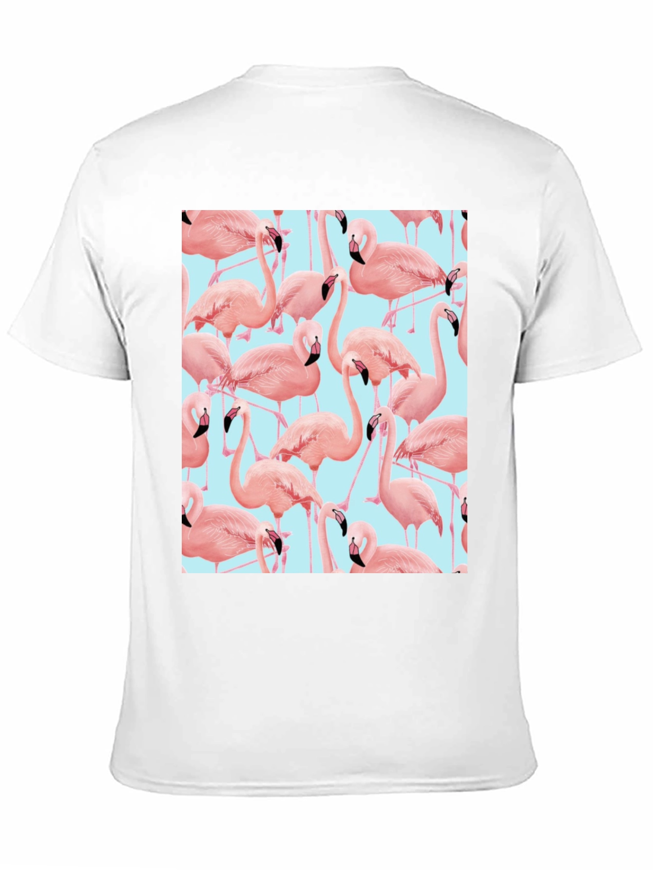 Flamingo Pattern Black T-Shirt