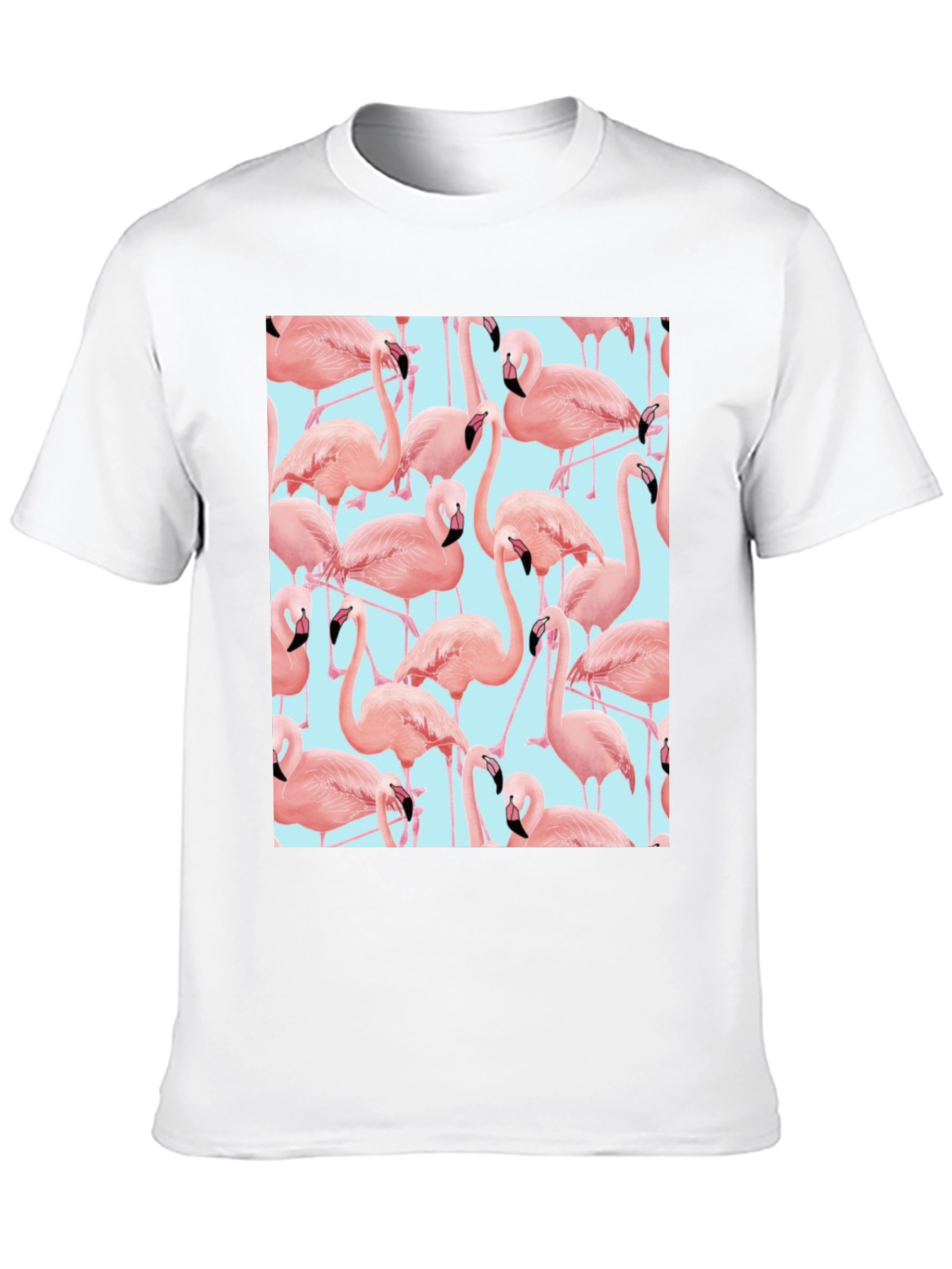 Flamingo Pattern Black T-Shirt