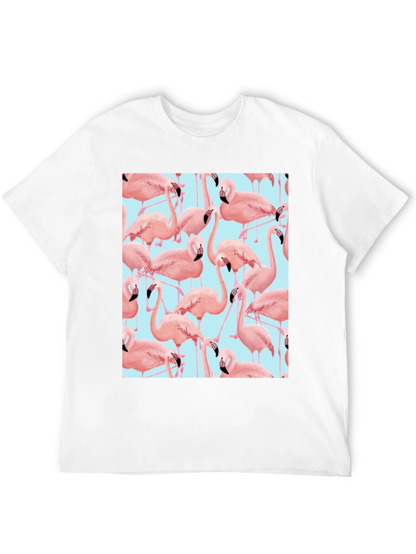 Flamingo Pattern Black T-Shirt