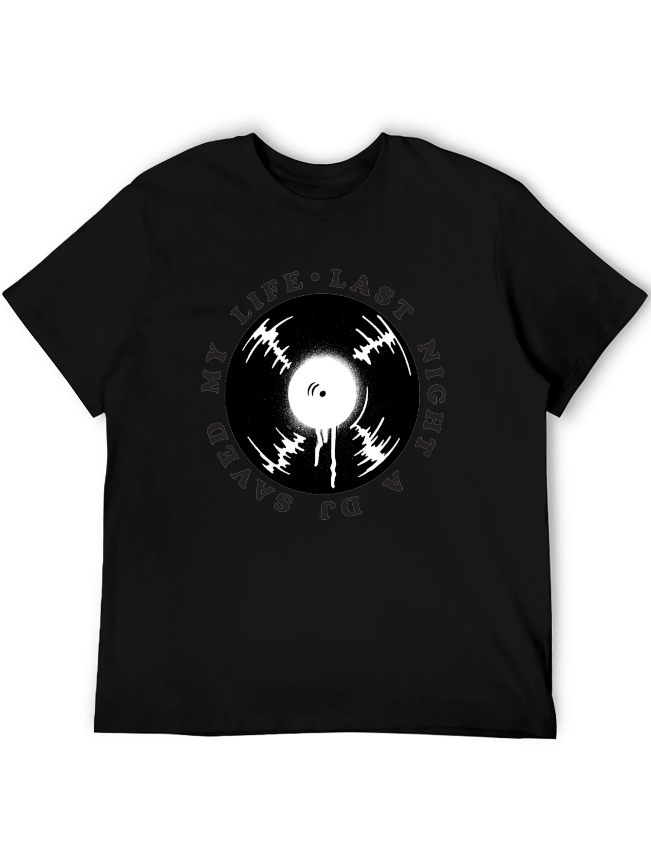 DJ Saved My Life T-Shirt Black Vinyl Graphic Tee
