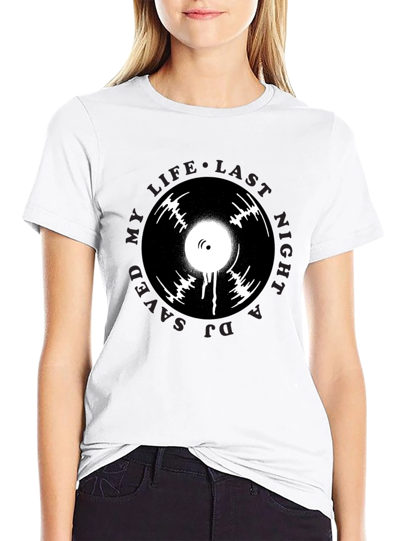 DJ Saved My Life T-Shirt Black Vinyl Graphic Tee